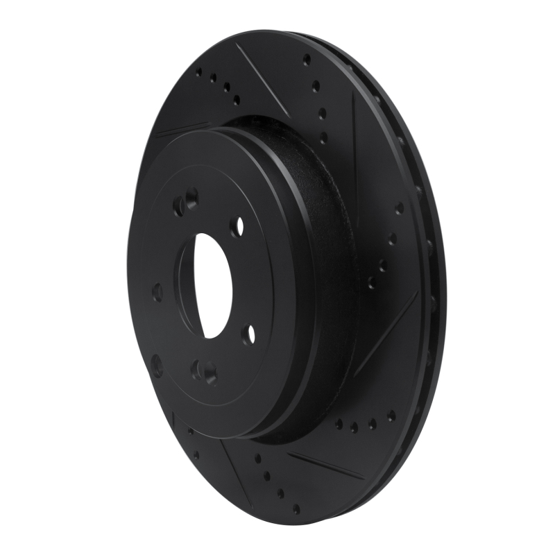 Hyundai Genesis Coupe Brake Rotor (1) - Rear Right - R1 Concepts - Drilled & Slotted - Black - `10-`16